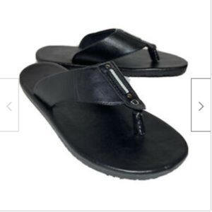 Madden Mens M-Corona Black Leather Thong Sandal Flip-Flops Shoes 11